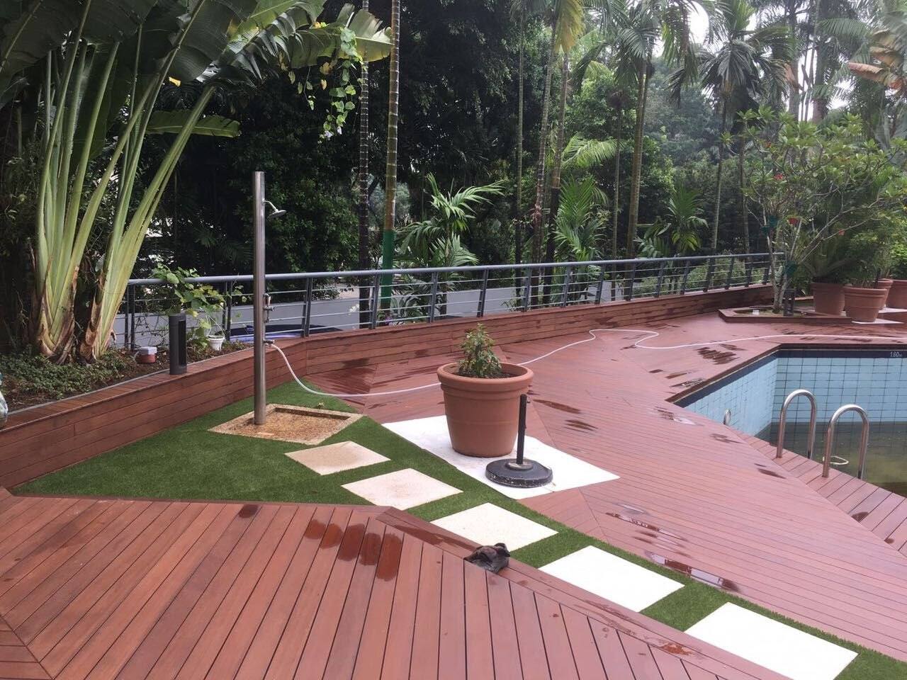 Tropical villa pool deck — Southeast Asia